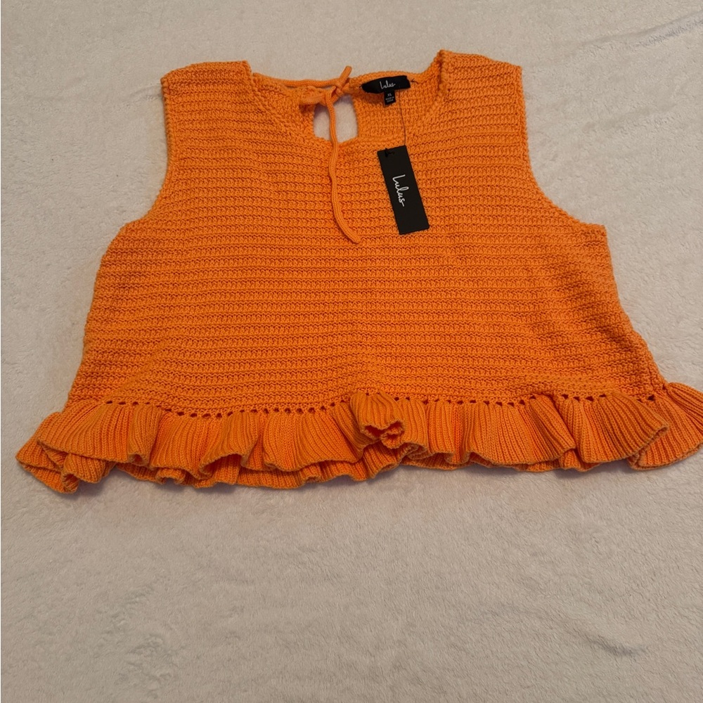 Lulu's Vibrant Orange Knit Crop Top